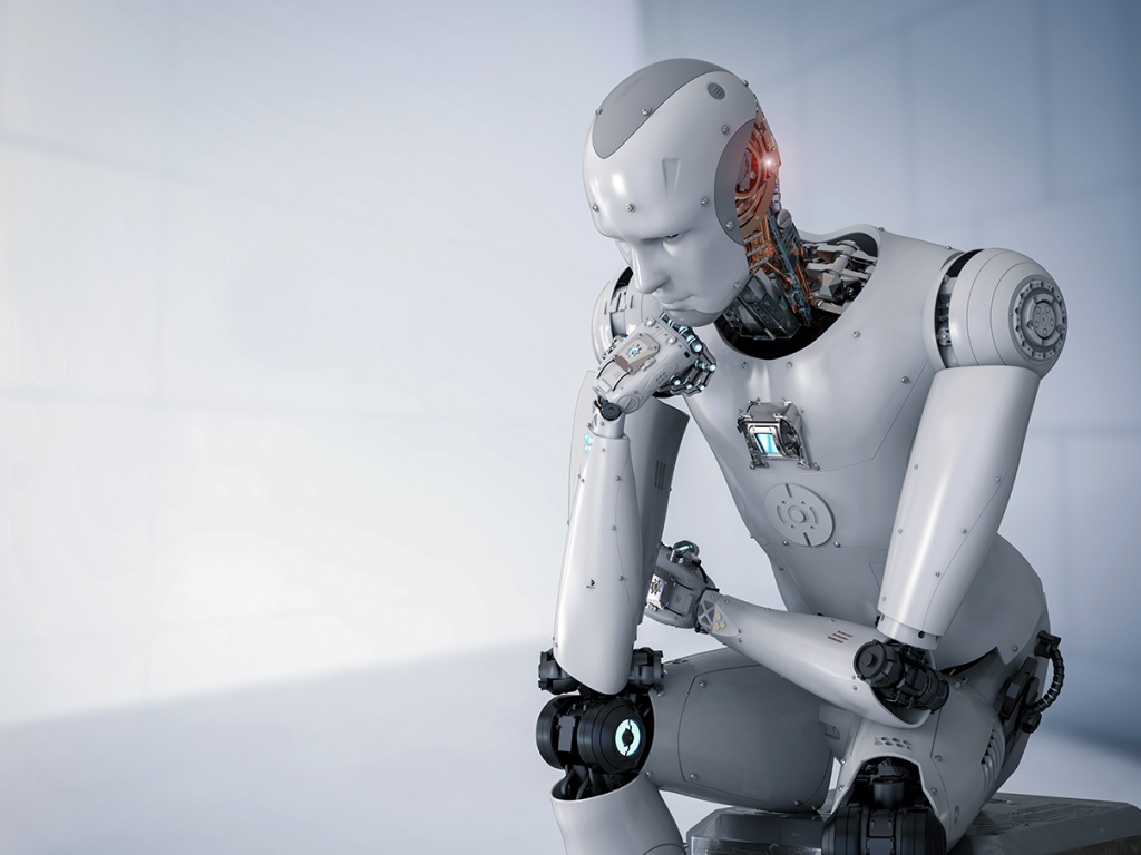 Robot sitting and thinking