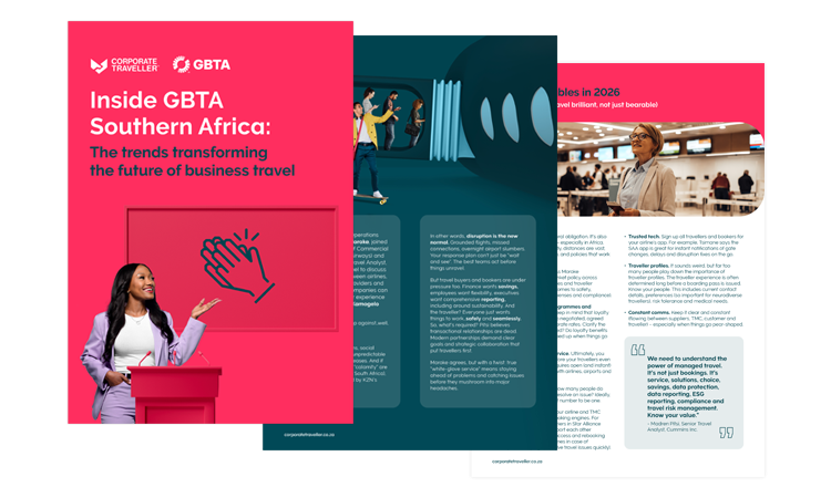 corporate traveller, South Africa, business travel trends, Southern Africa