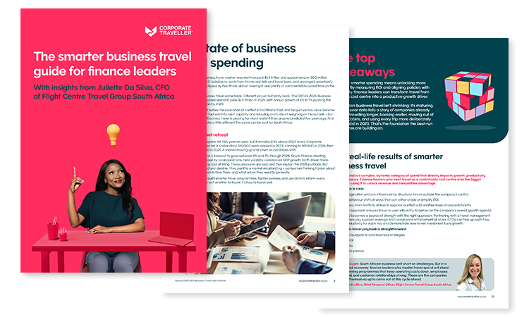 Corporate Traveller, business travel, cost data, mockup