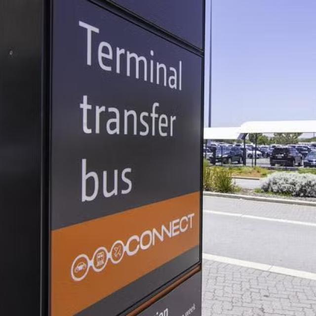 Perth Airport signage representing new visa requirements for Perth Airport.